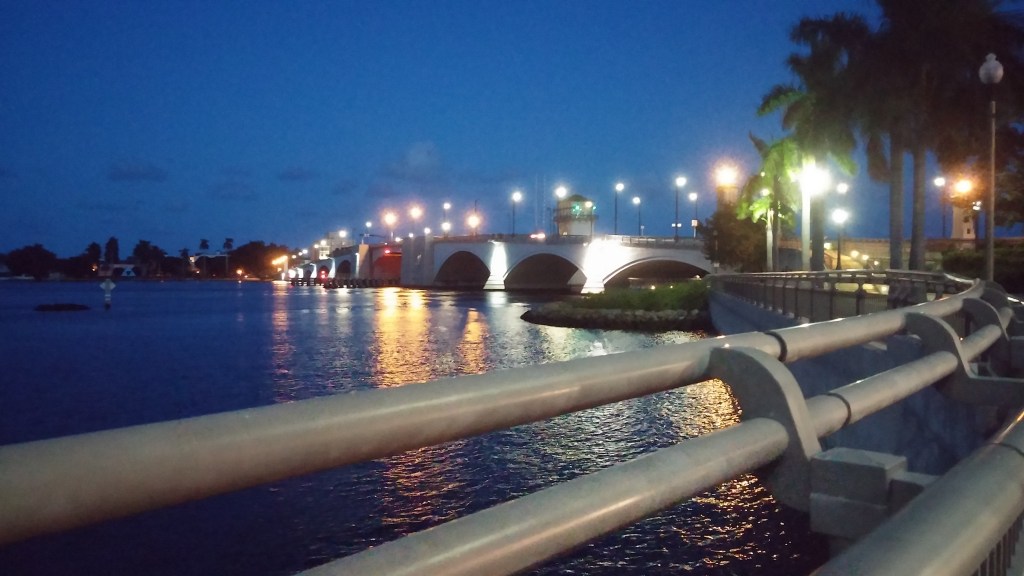 The Royal Park Bridge at nighttime.  
